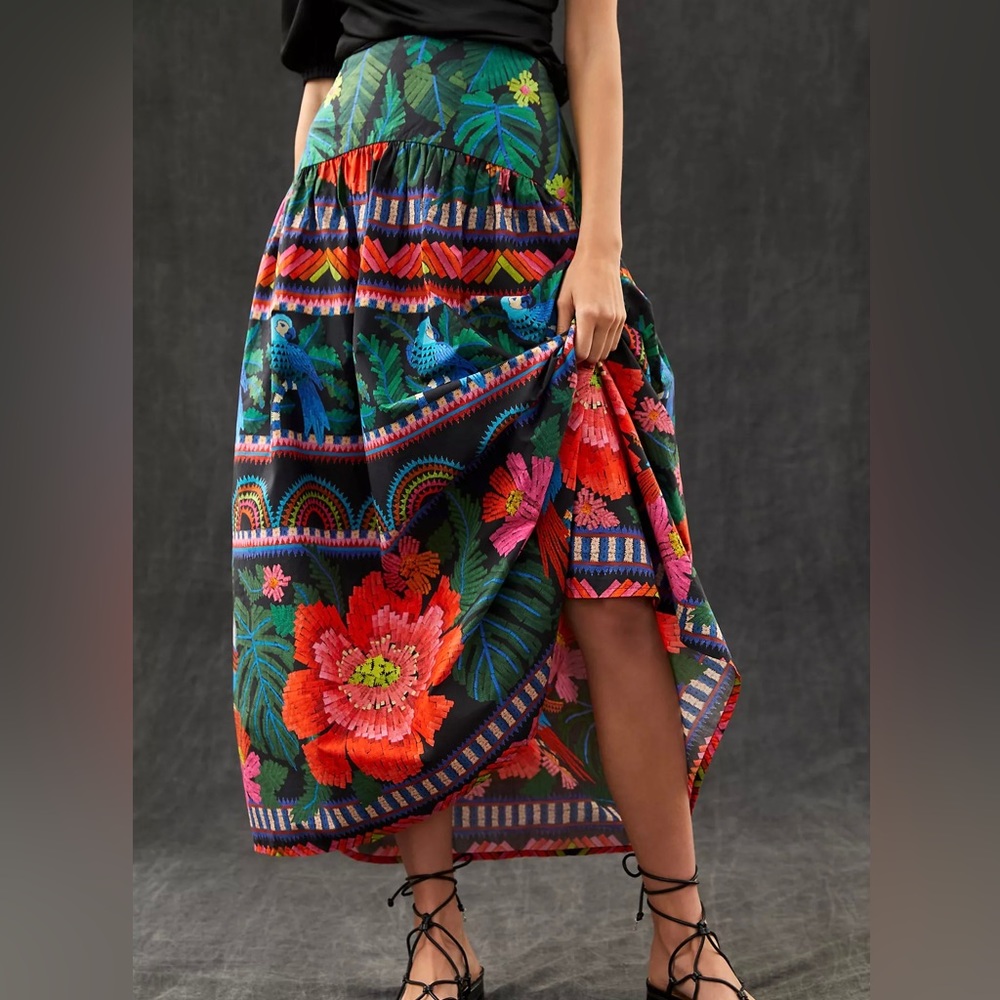 NWT Farm Rio x Anthropologie Printed Maxi Skirt